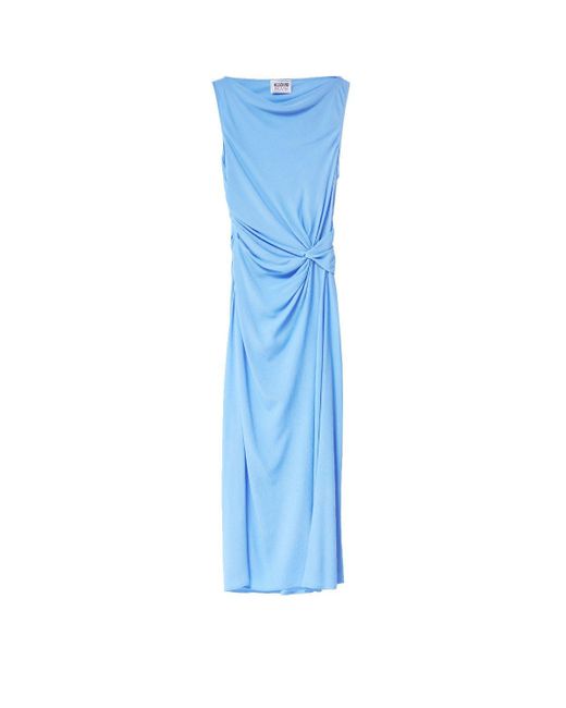 M05CH1N0 Jeans Blue Sleeveless Crepe Midi Dress