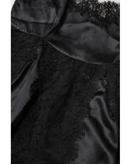Dolce & Gabbana Black Silk Lace Trim Lingerie Top Underwear