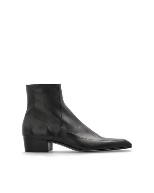 Saint Laurent Black Leather Ankle Boots 'Ozil' for men