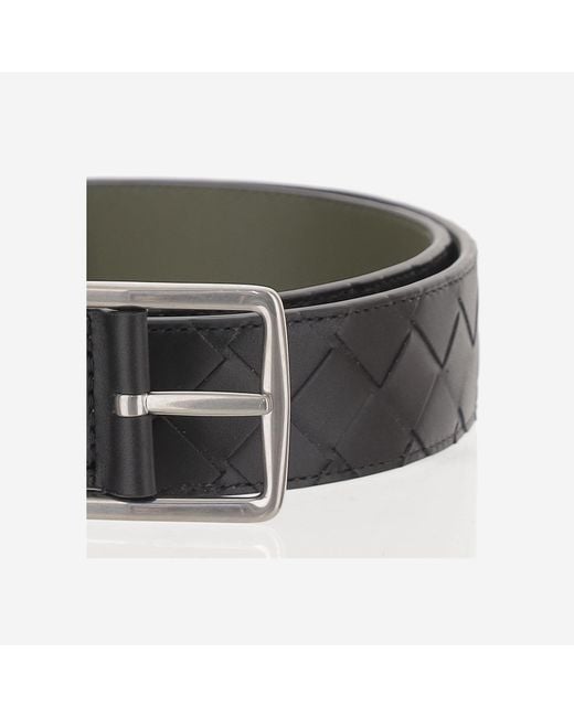 Bottega Veneta Black Leather Belt Reversible- Calf for men