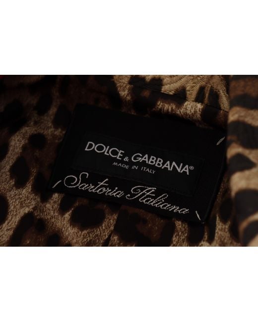 Dolce & Gabbana Red Leopard Wool Trenchcoat Jacket Clothing