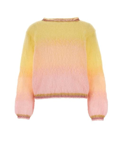 Rose Carmine Pink Mohair Blend Sweater