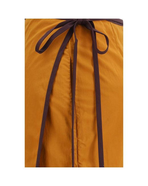 Saint Laurent Orange Nylon Midi Skirt