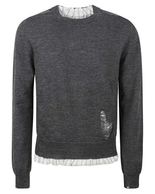 Maison Margiela Gray Distressed Rib Sweatshirt for men