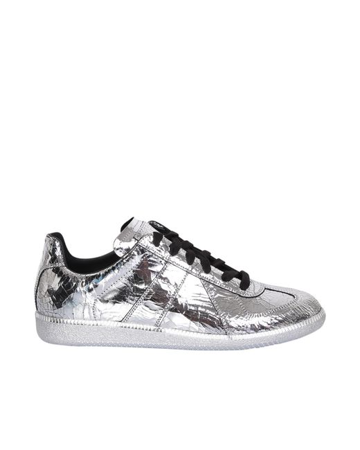 Maison Margiela Replica Sneakers With Crackle Effect And Metallic ...