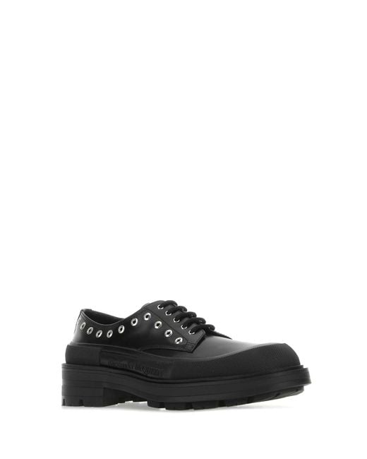 Alexander McQueen Black Leather Lace-Up Shoes for men