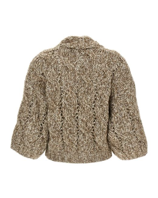 Brunello Cucinelli Brown Short-Sleeved Cardigan