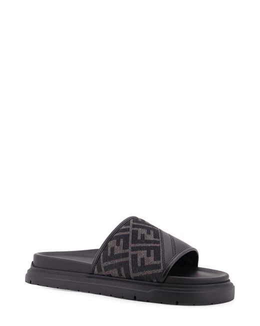 Fendi Black Diagonal' Sandals for men