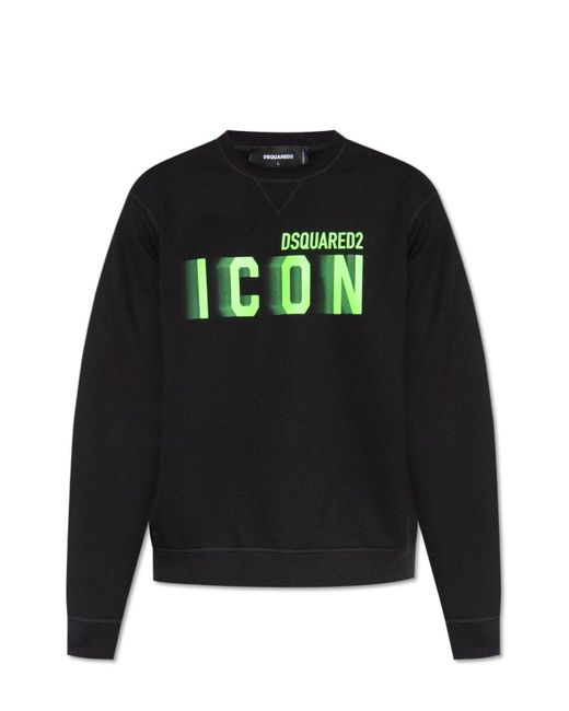 DSquared² Black Icon Print Cotton Sweatshirt for men