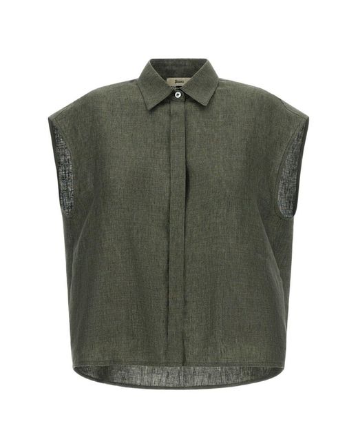 Herno Green Shirt Linen
