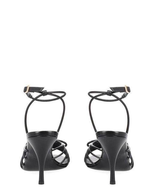 Versace Black Sandal Opera Bow Lamb Leather