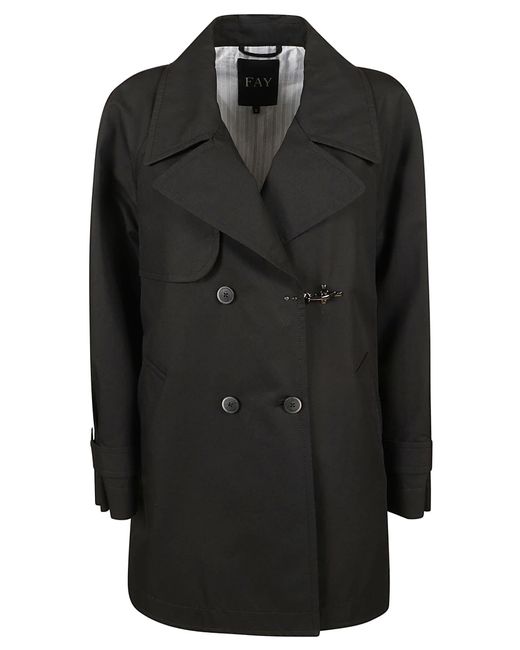 Fay Black Double-Breasted Short Coat