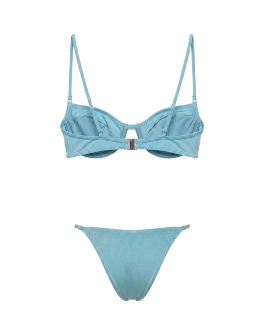 Selia Richwood Blue Amy Bikini With Shirred Fabric With Pleated Detailing Balconette Top And Brazilian Bottom