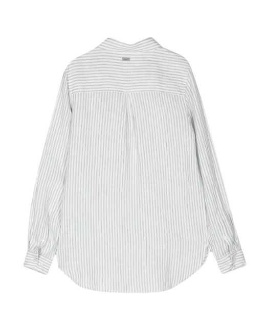 Barbour White Marine Striped Linen Shirt