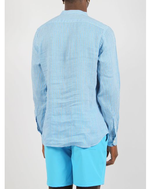 Mc2 Saint Barth Blue Naxos Striped Shirt for men