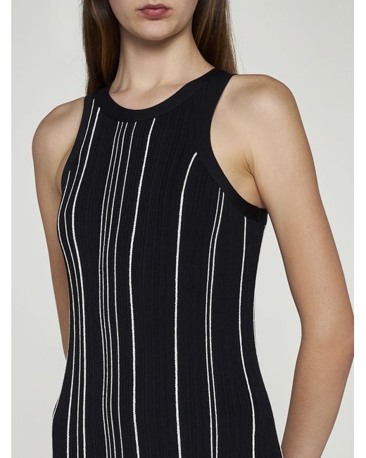 Totême  Black Striped Rib-Knit Maxi Dress
