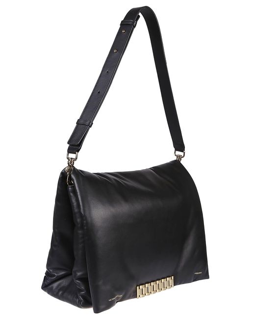 Victoria Beckham Black Puffy Jumbo Chain Pouch Bag