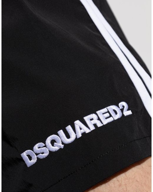 DSquared² Black Logo Boxer Midi Swim Shorts Clothing Beachwear for men