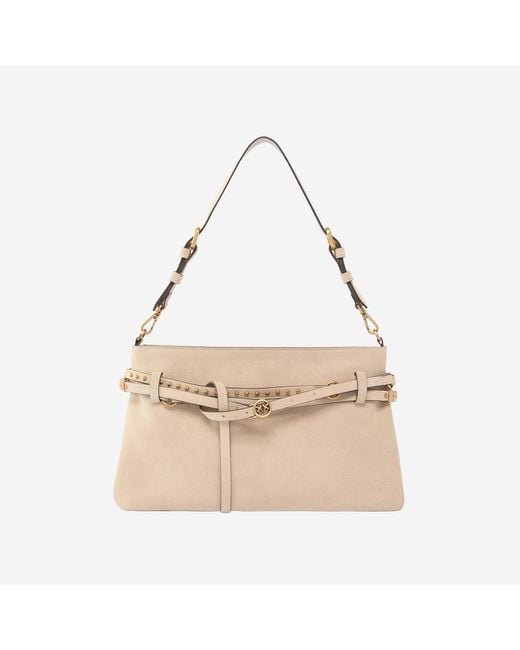 Pinko Natural Shoulder Bag Suede