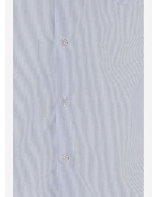 Gucci White Striped Cotton Shirt With Web for men