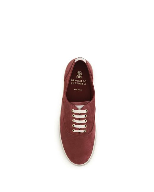 Brunello Cucinelli Red Reversed Calfskin Sneakers for men