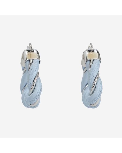 Bottega Veneta Blue Hoop Earrings & Lambskin