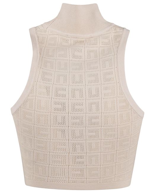 Elisabetta Franchi Natural Knitted Cropped Tank Top