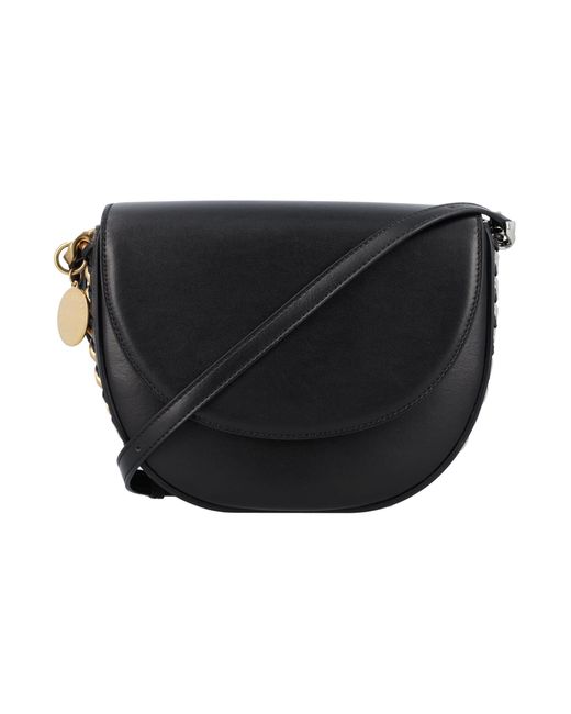 Stella McCartney Synthetic Frayme Medium Flap Shoulder Bag in Black | Lyst