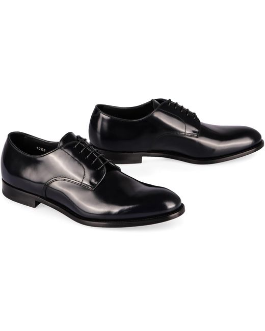 Doucal's Black Smooth Leather Lace-Up Shoes for men