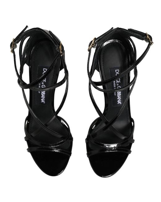 Dolce & Gabbana Black Leather Stiletto Heel Sandals Shoes Calf