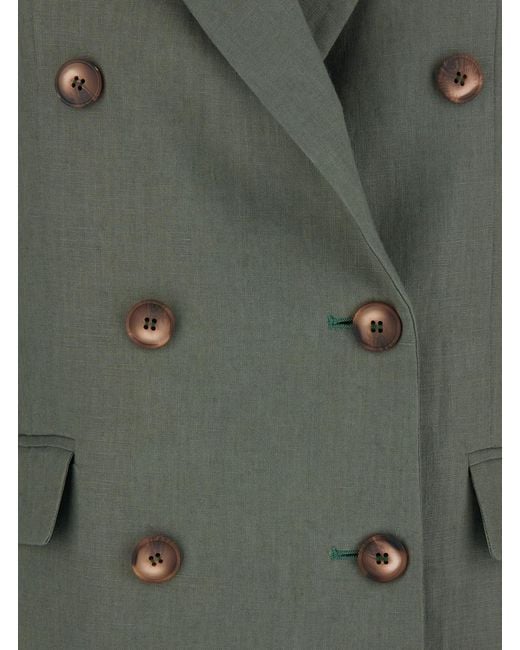 Le Plain Green Double-Breasted Jacket With Peak Revers