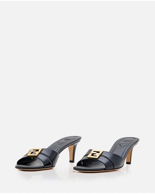 Fendi Black Slide Patent Leather Heels
