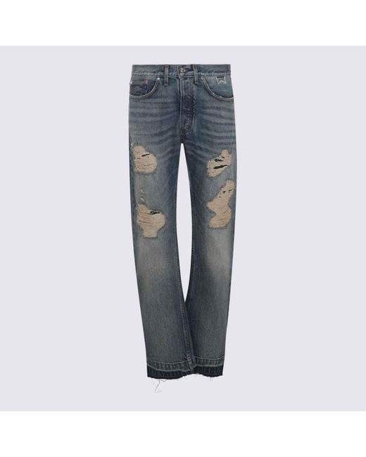 Rhude Blue Cotton Denim Jeans for men