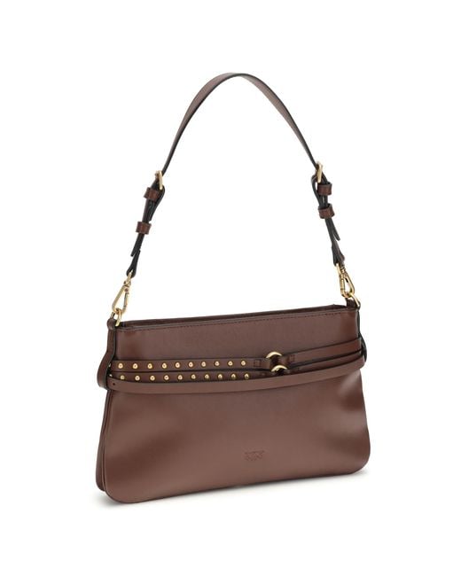 Pinko Brown Belt Shoulder Bag Calf Leather Bos Taurus