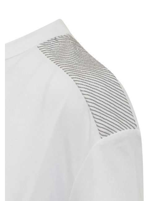 Brunello Cucinelli White T-shirt With Mini Rhinestones