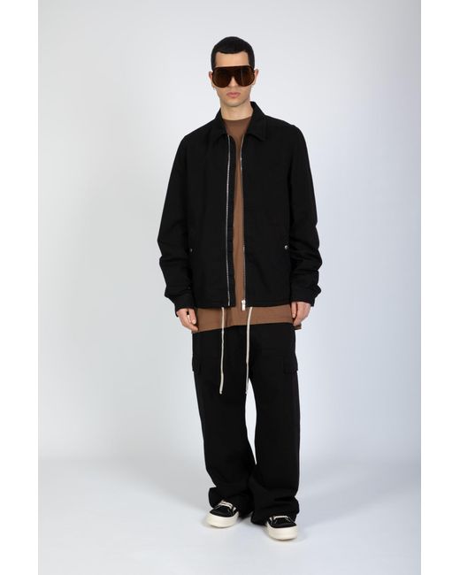 Rick Owens Black Zipfront Cotton Coach Jacket With Zip for men