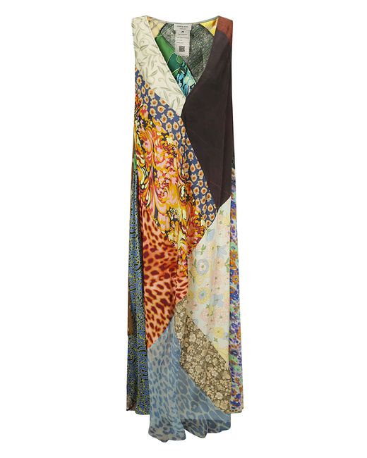 MARINE SERRE Multicolor Regenerated Silk Scarves Draped Dress