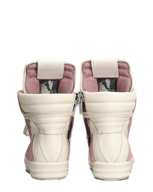 Rick Owens Pink Geobasket Leather Sneakers