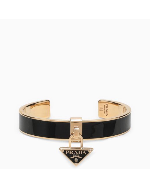 Prada Multicolor Black\/gold Enamelled Brass Bracelet