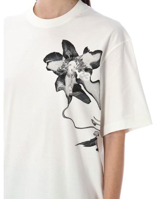 Y-3 White Graphic Print T-Shirt