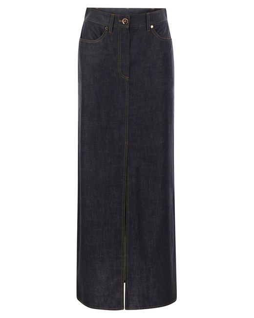 Brunello Cucinelli Blue Long Five-Pocket Skirt