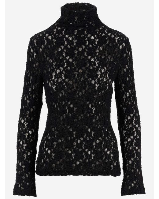 Chloé Black Lace Top Cotton Knitwear