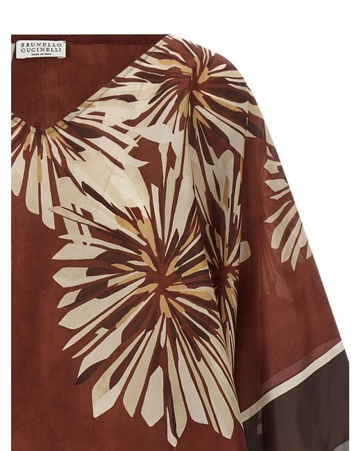Brunello Cucinelli Brown Silk Blouse