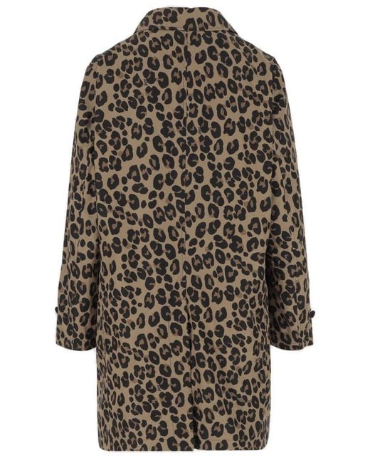 Aspesi Black Leopard Printed Long Sleeved Raincoat