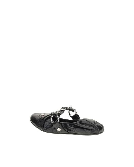 Balenciaga Black Calf Leather Bos Taurus Ballet Flats