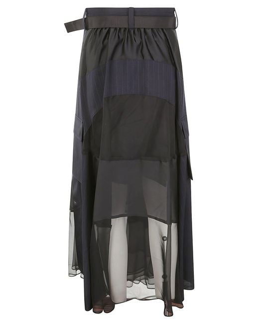 Sacai Gray Chalk Stripe Skirt