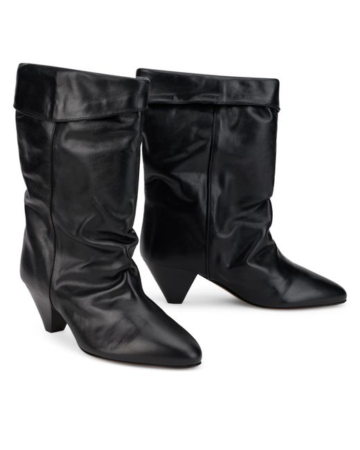 Isabel Marant Black Ankle Boots Cone Heel Calfskin