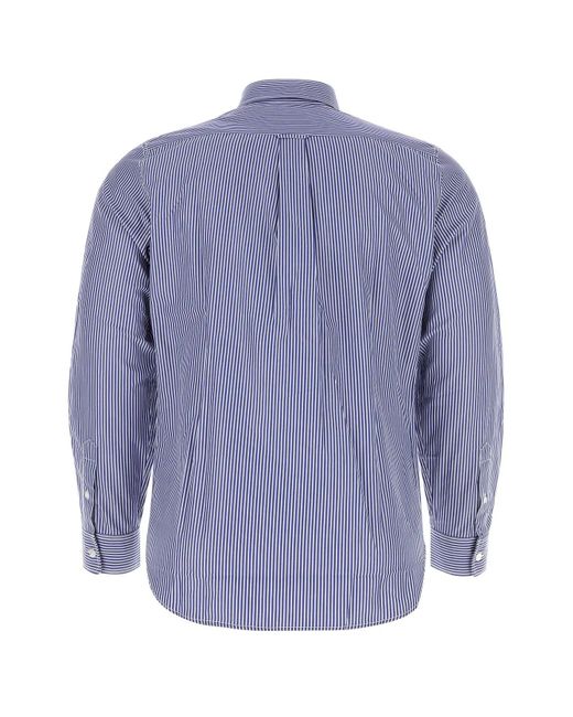 Maison Kitsuné Blue Embroidered Poplin Shirt for men