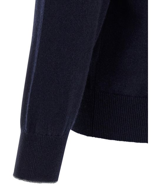 Brunello Cucinelli Blue Cashmere Polo Shirt for men