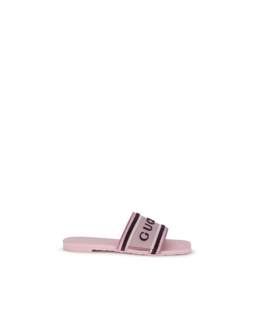 Gucci Purple Cotton Flat Sandals